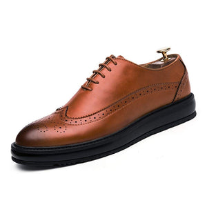 YUQINN Moda Zapatos Oxford de Negocios for Hombres Zapatos Brogue Estilo con Cordones Cuero de PU Cepillo Color Talla clásica (Color : Amarillo, tamaño : 25)