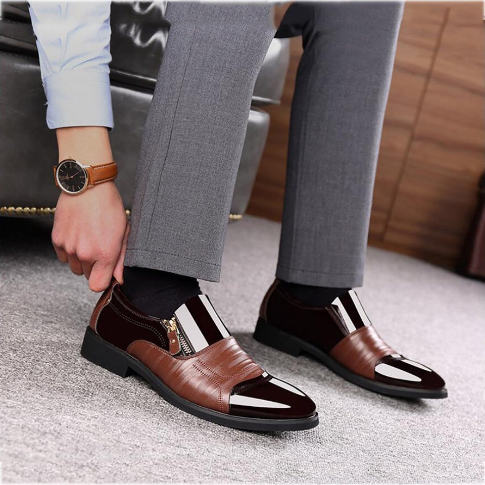 Mens Zapatos Formales, 2018 Nuevos Hombres De Negocios De Vestir Zapatos Casuales, Zapatos De Moda De Cuero Brillante Hombres Puntiagudos Poner Pie,Brown,41